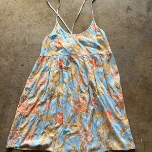Roxy Blue and Orange Floral Strappy Dress